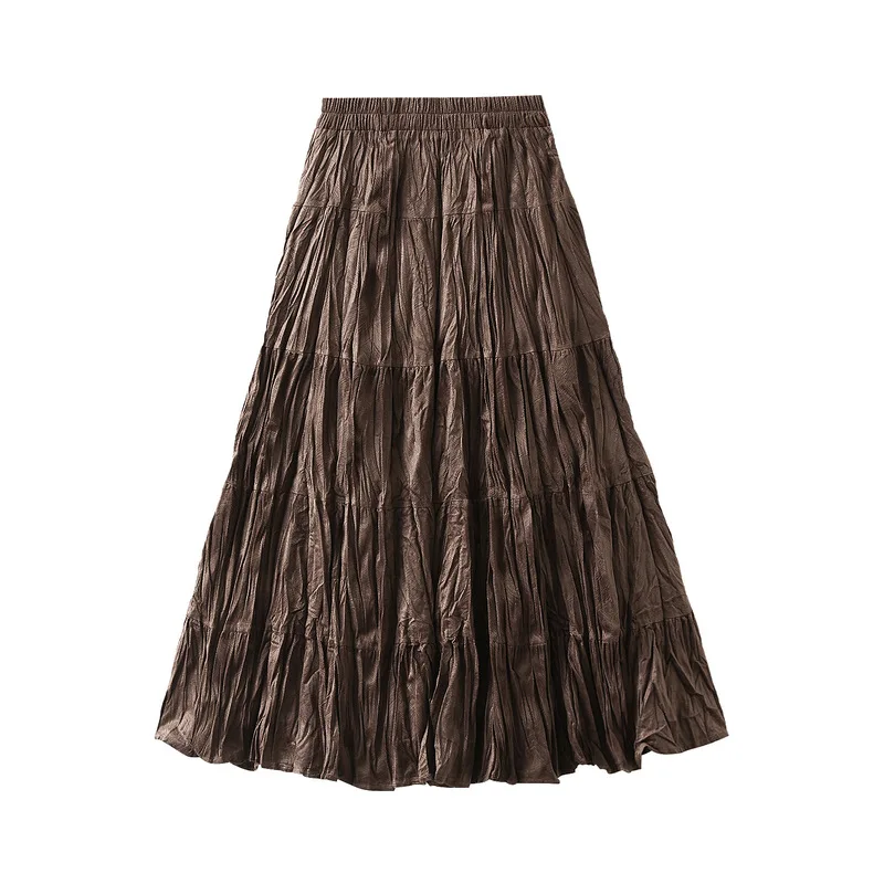 

2024 Autumn New Splicing Half length Skirt for slimming, A-line skirt, pleated skirt, mid length dress, French style