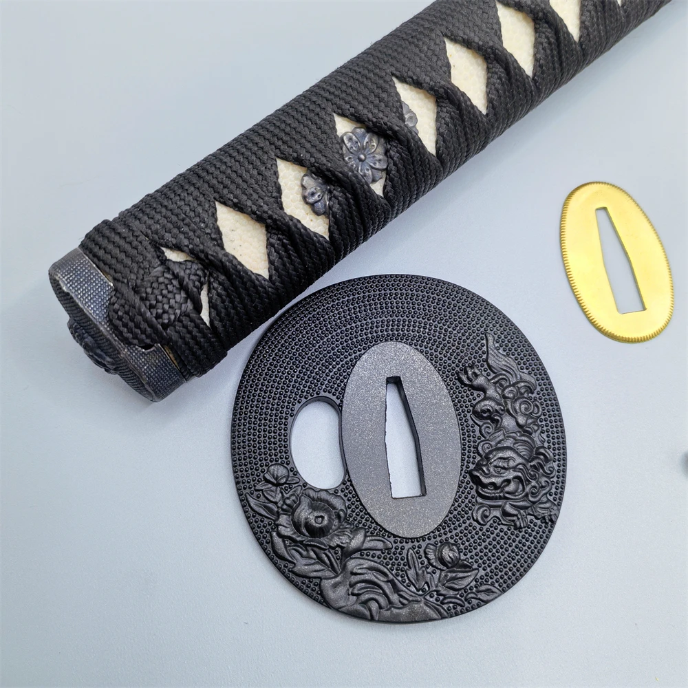 26cm*Real Rayskin Black Ito Handle Tsuka For Japan Samurai Katana/Wakizashi Sword Accessory Brass Habaki+Seppa Metal Fittings - view 3