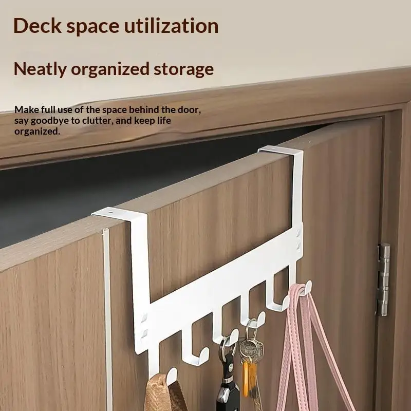 1Pcs Punch Free Over The Door Wrought Iron Hanger Rust Resistant Sundries Storage Rack for Coat Bag Hat Household Organizer
