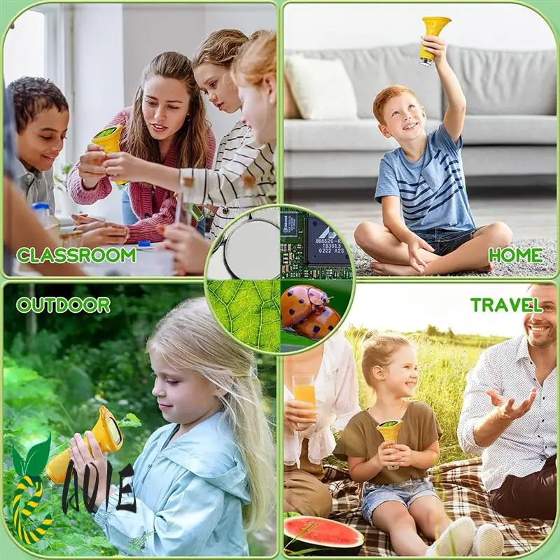 

Microscope For Kids Pocket Microscope For Children With 8 Leds 50-1000X Digital Microscope With Adjustment Button