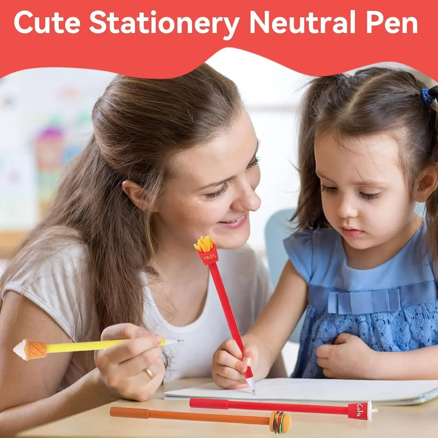 20 قطعة مجموعة بالجملة الكرتون متعة الغذاء هلام هلام القلم الجدة القرطاسية البطاطس المقلية فحم الكوك برغر الآيس كريم القرطاسية القلم