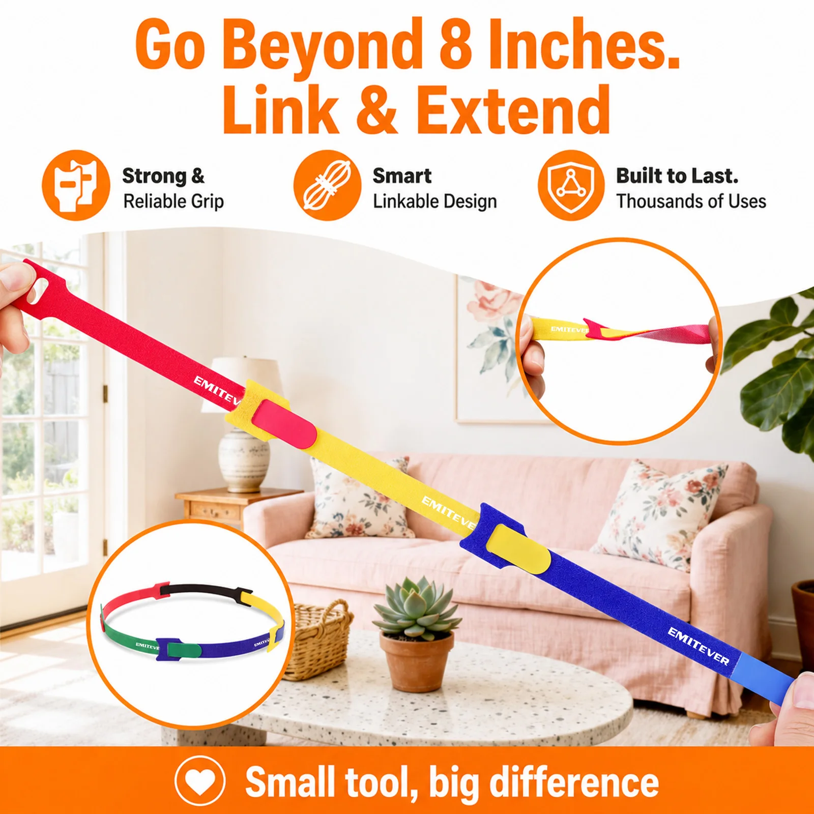 70PCS 10/15/20cm Cable Ties Reusable Fastener Hook and Loop Tape Multi-Colour T-Type Wire Tie Adjustable Cable Straps Organizer