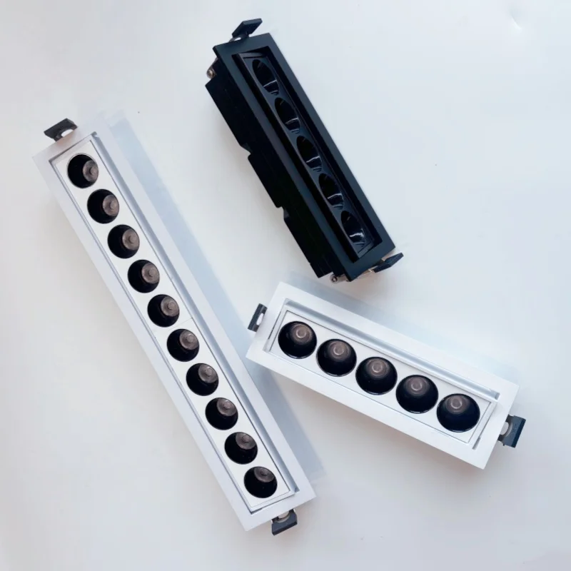 LED Embedded Swing Adjustable Line Light Long Bar Grille Anti Glare Bedroom Living Room No Main Light Spotlight