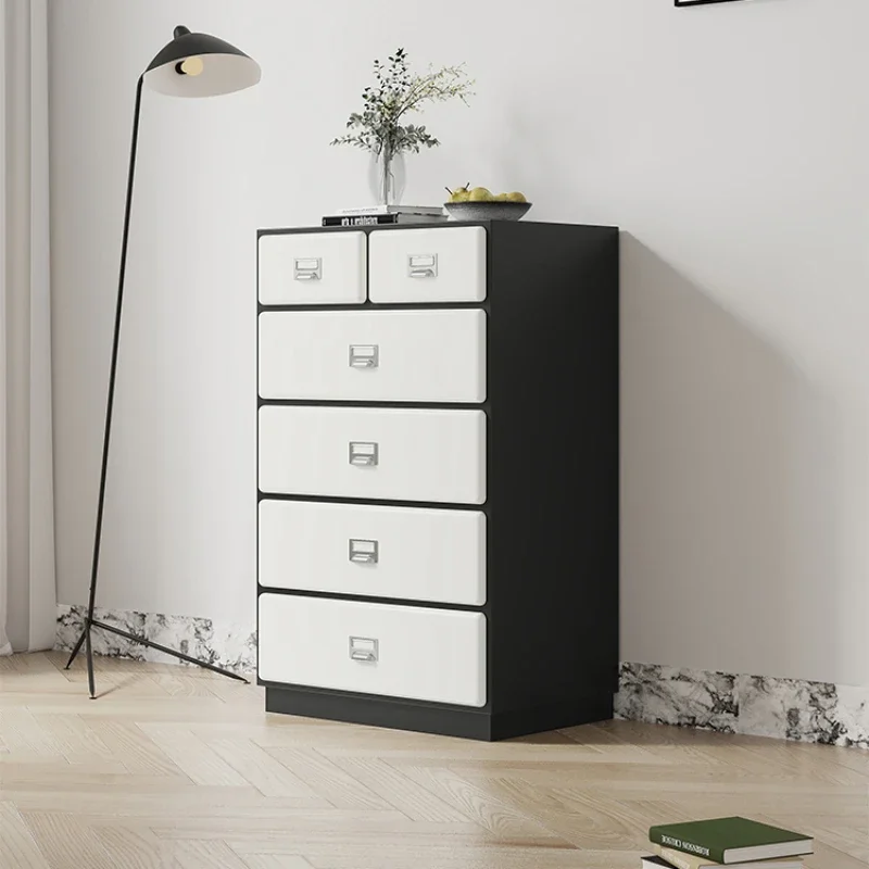 A French Chest of Drawers Simple Home Bedroom Locker Solid Wood Black and White Cabinet