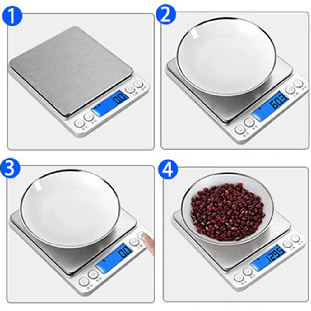 Imagem -04 - Balança de Cozinha Digital Oimg Equilíbrio Eletrônico Jóias Gram Lcd Cozinhar Pesar Alimentos para Laboratório de Pesagem 1000g 0.1g 3000g 0.1g
