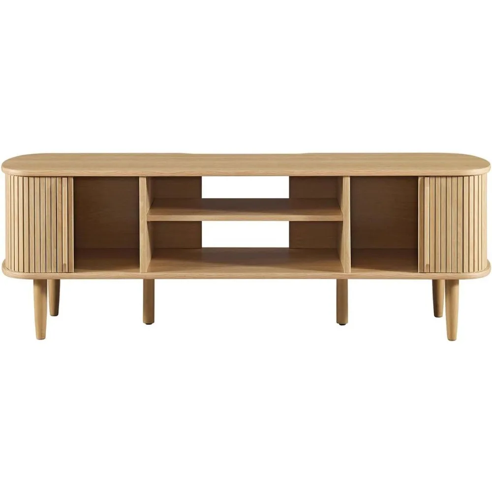 Media TV Stand em Oak, Contour Mid-Century Modern, 55 ", 15x54x18.5