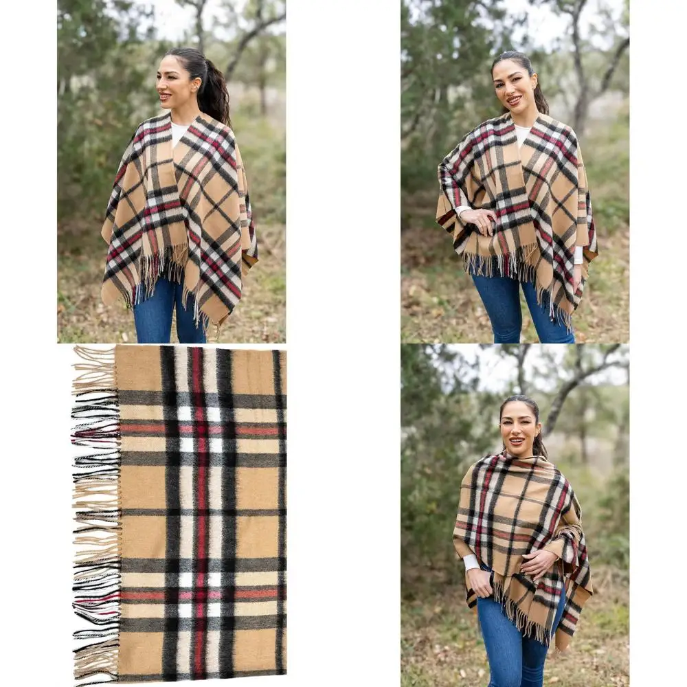 

Lambswool Women's Poncho Sweater Cape - Warm Shawl Wrap in Briomhar Tartan