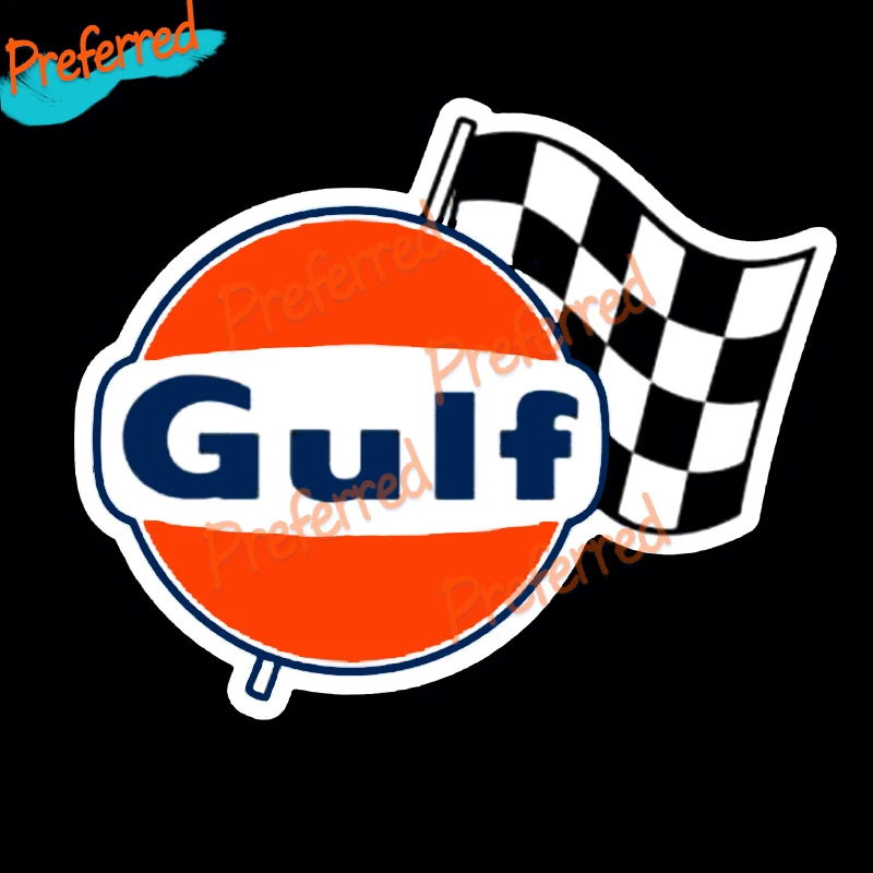Gulf Gas Engine Oil Gulf with Flag Vinyl Decal Sticker Waterproof Tonkin Gulf Yacht Club Sticker Decal Racing Pinup Art