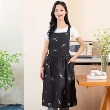 Kitchen Garden Water Repellent Dress Apron Women's Cross Back Long Pleated Apron, Used…