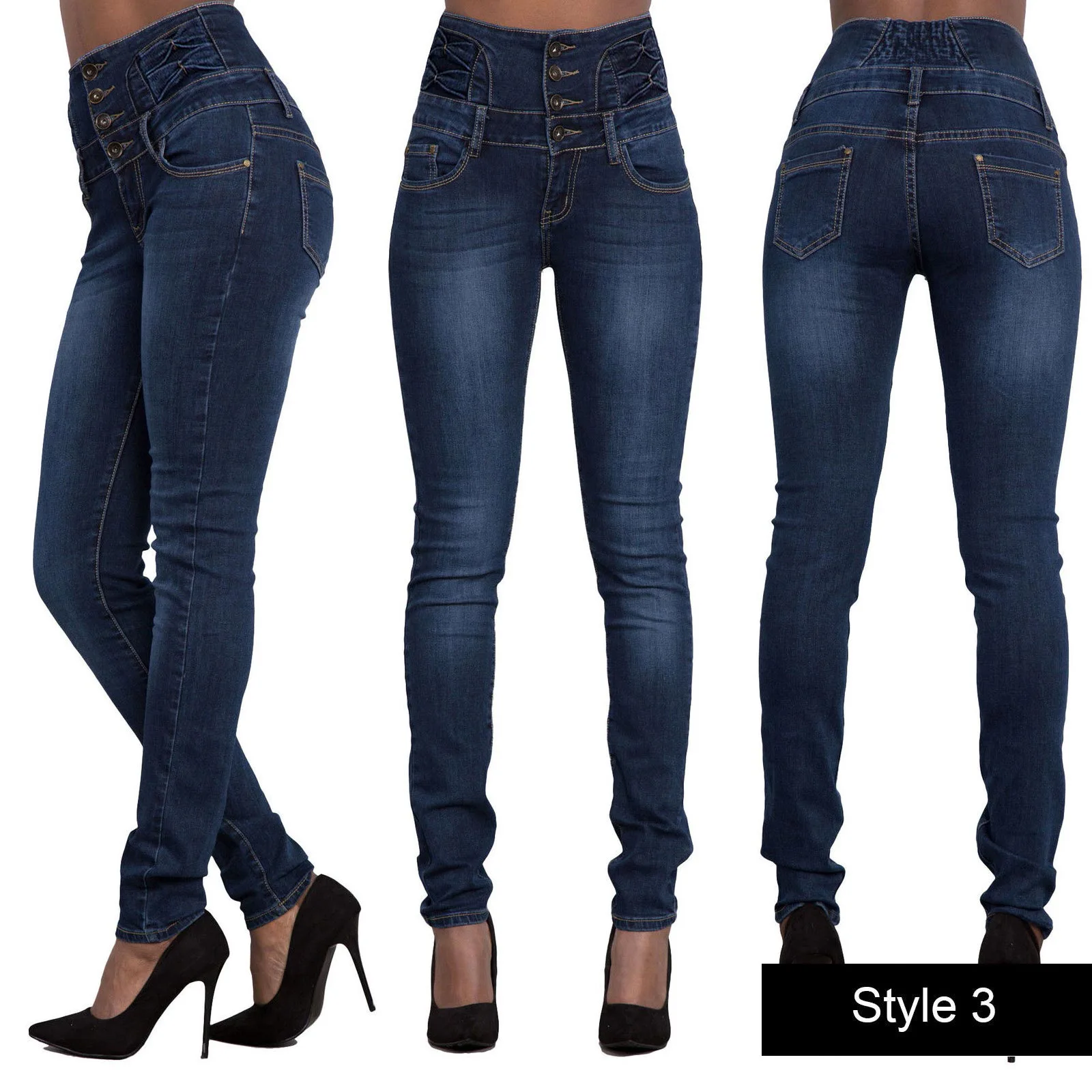 2025 Autumn and Winter Female Sexy High Waist Slim Fit Elastic Large Size Small Foot Jeans Europe and America