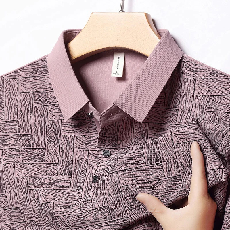 

High Design Men's Polo Shirt Lapel T-Shirt Summer New Exquisite Print Skin Friendly Breathable T-Shirt Casual Business Menswear