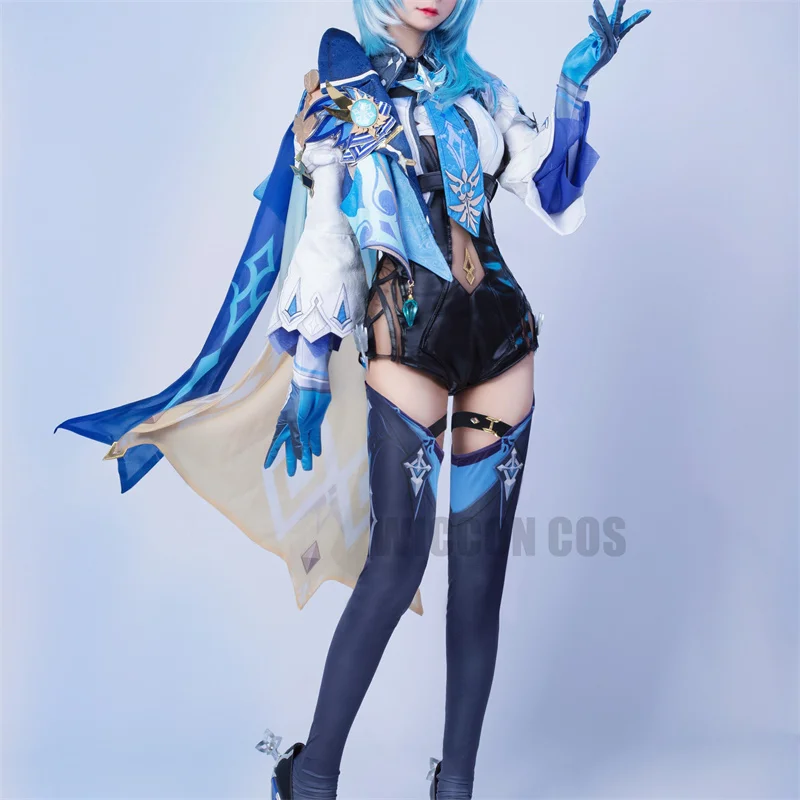 

Eula Lawrence Cosplay Genshin Impact Costume Wig Uniform Wave Flower Knight Funny Costume Glove Jewelry Halloween Carnival