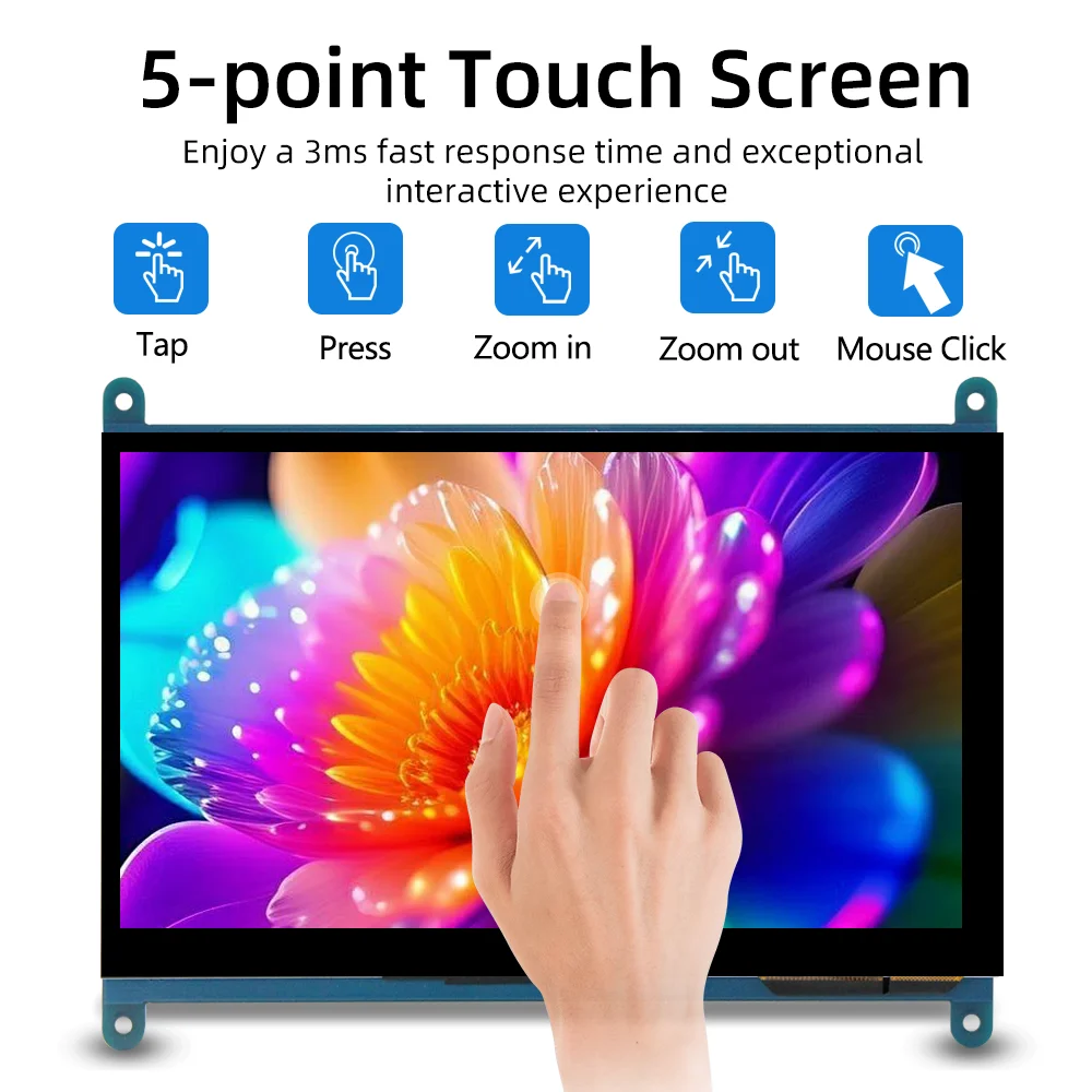 7 inch IPS TFT LCD-scherm touchscreen monitor 1024 * 600 HDMI compatibel voor Raspberry Pi 5 4B 3B + PC AIDA64