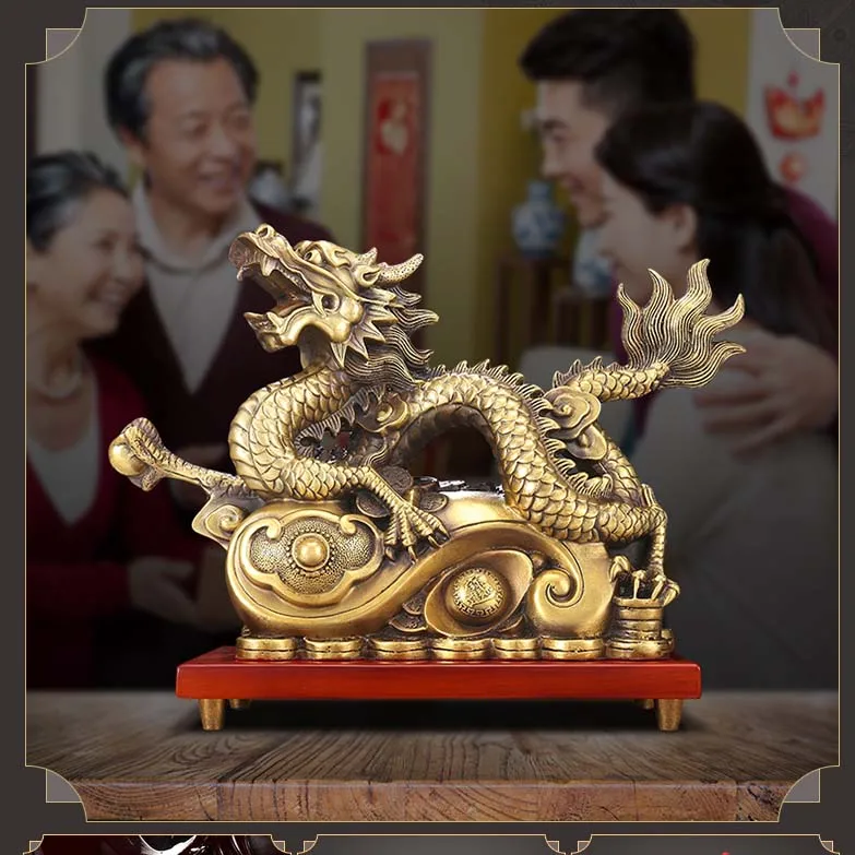 جلب كبير في الثروة الكنز متجر المنزل الأعمال المال رسم التميمة حظا سعيدا فورتشن التنين الذهبي فنغ شوي تمثال نحاسي أ