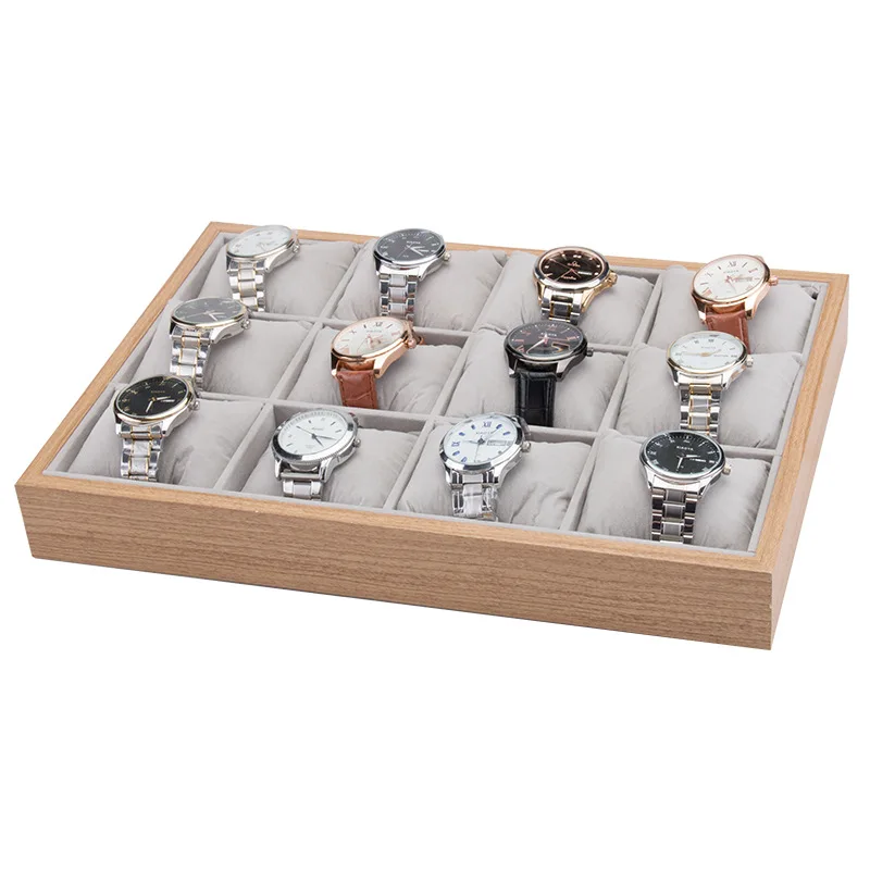 Wood Watch Storage Box for Men 12 Slots Watch Boxes Organizer Mechanical Wrist Watches Tray Display Holder Collection Accessory