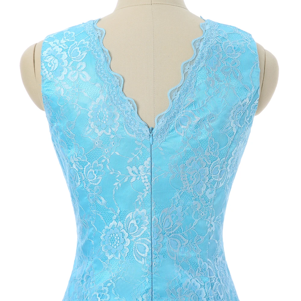 Sky Blue Moeder Van De Bruid Jurken Schede V-hals Thee Lengte Lace Met Jas Plus Size Korte Bruidegom Moeder Jurken voor Bruiloft