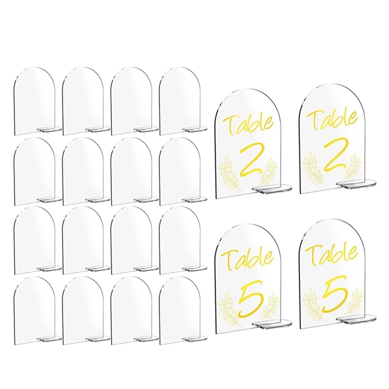 

20 Packs Blank Acrylic Numbers Signs With Stand Diy Arch Acrylic Stand Signs Wedding Reception Sign