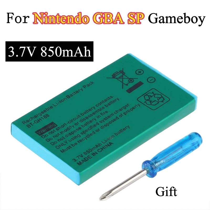 

PURFIELD 3.7V 850mAh Rechargeable Lithium Battery For Nintendo GBA SP Game Boy Advance Console Built-in Replacement Batteries