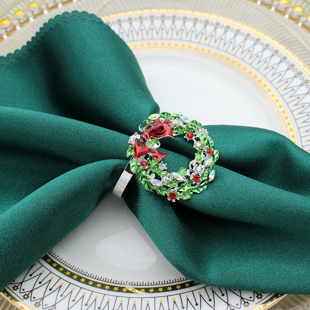 Anéis De Guardanapo De Prata Suporte Para O Natal, Árvore De Natal, Coroa, Floco De Neve, Alce, Decoração De Mesa, Feriado, Festa De Casamento, 1Pc