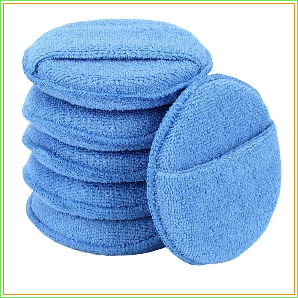 Microfiber Wax Applicator Pads, Car Wax Applicator with Finger Pocket, Buffing & Polishing Foam Pads for Car Cleaning (5 inch, 6 Pack)