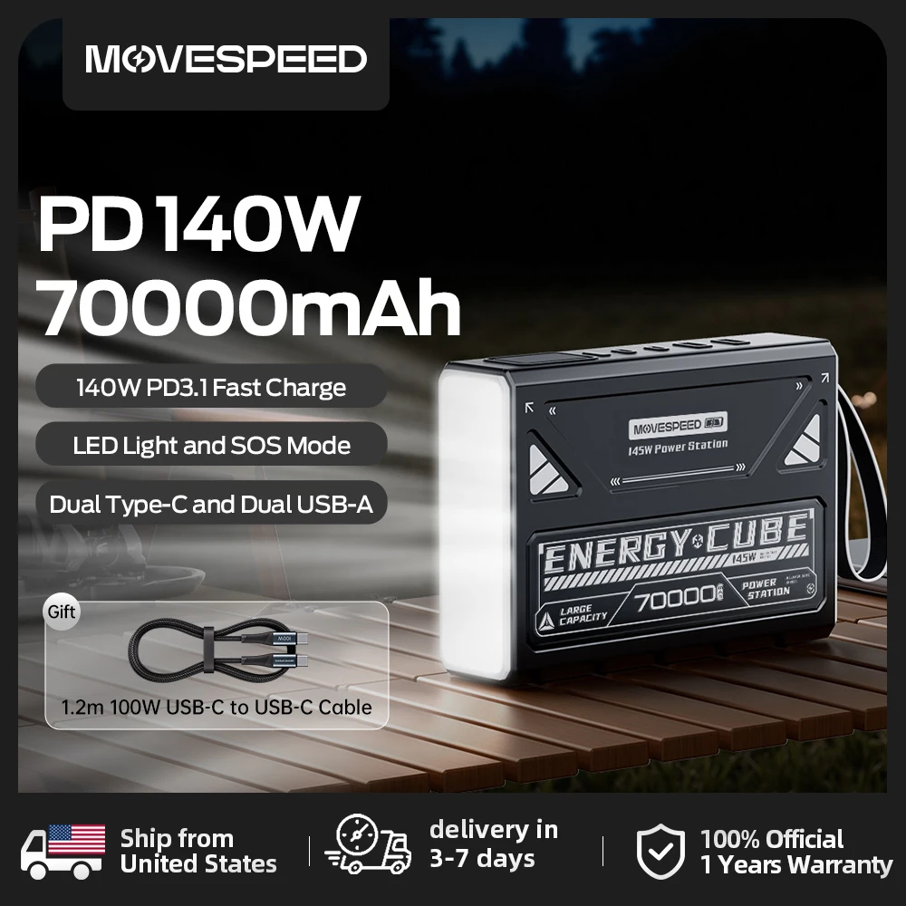 

Светодиодный аварийный светильник MOVESPEED Z70 с перезаряжаемой батареей большой емкости 70000 мАч для использования на открытом воздухе при отключении электроэнергии