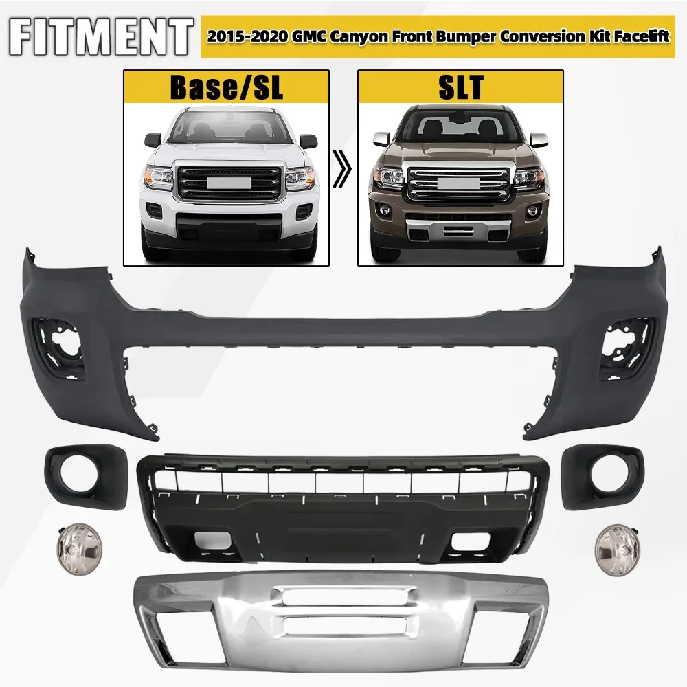 

For 2015-2020 GMC Canyon Base/SL Upgrade To SLT Front Bumper Cover Kit W/Fog