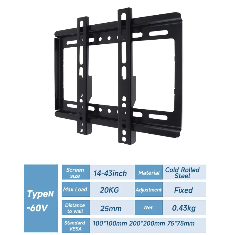 Universal TV Mount Monitor Wall Support PC Screen Bracket Fixed Holder For 14-43/ 14-42 /26-55 / 26- 65 Inch Led Lcd Televsion