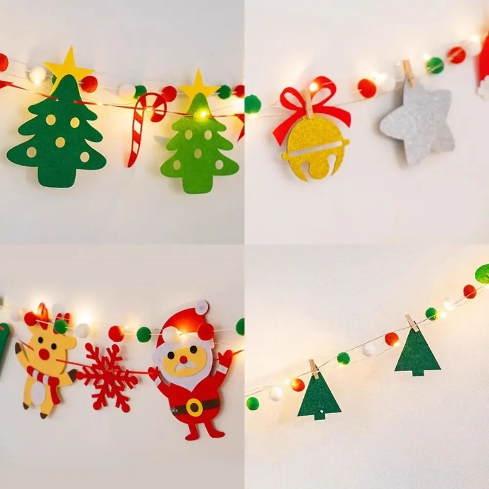 ورأى الصوف أضواء عيد الميلاد الجنية الملونة شعري مثلث العلم عيد الميلاد راية سانتا كلوز داخلي في الهواء الطلق