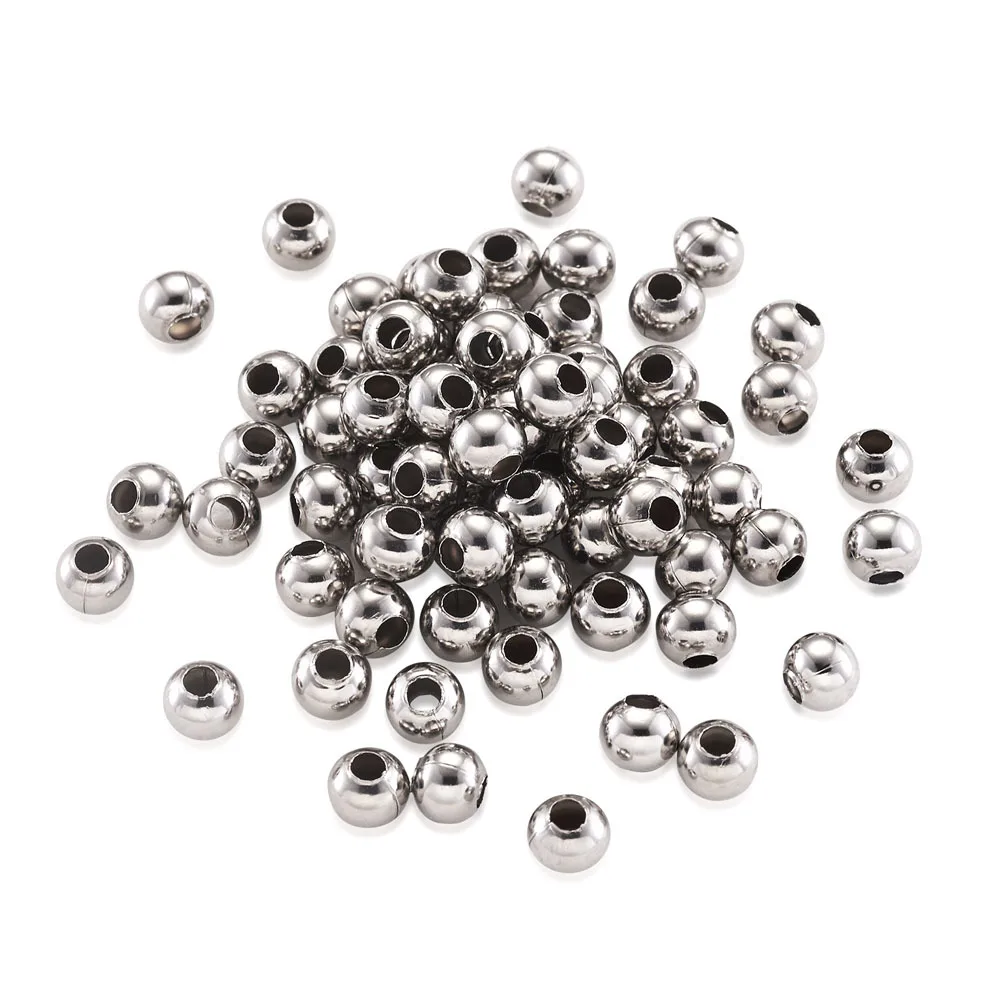 1000Pcs 304 Stainless Steel Spacer Beads Charm Hollow Round Loose Bead for DIY Bracelets Necklace Jewelry Making 3/4/5/6/8mm