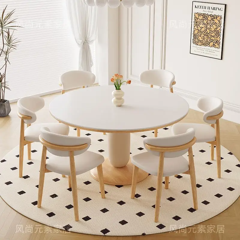 

Round Chair Console Dining Table Modern Simple Apartment Household Nordic Wooden Center Tavolo Da Pranzo Restaurant Furniture
