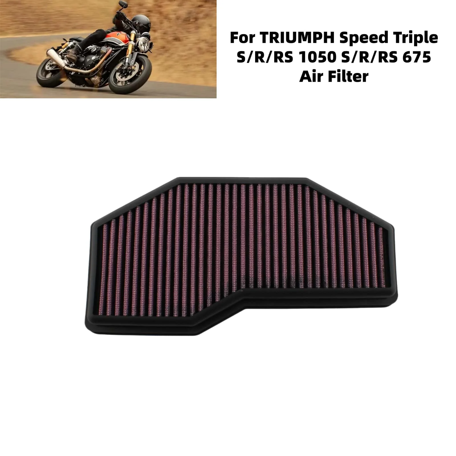 Motorcycle High Flow Air Filter Intake Cleaner Non-woven Replacement For Triumph Speed Triple RS/R/S Street Triple R/S