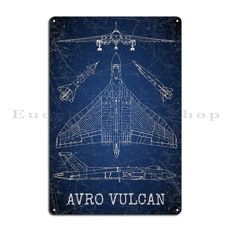 V Bomber Blueprint Blue Line Detailed Drawing Design Great Gift Metal Sign Plaques Character Wall Cave Cinema Tin Sign Poster