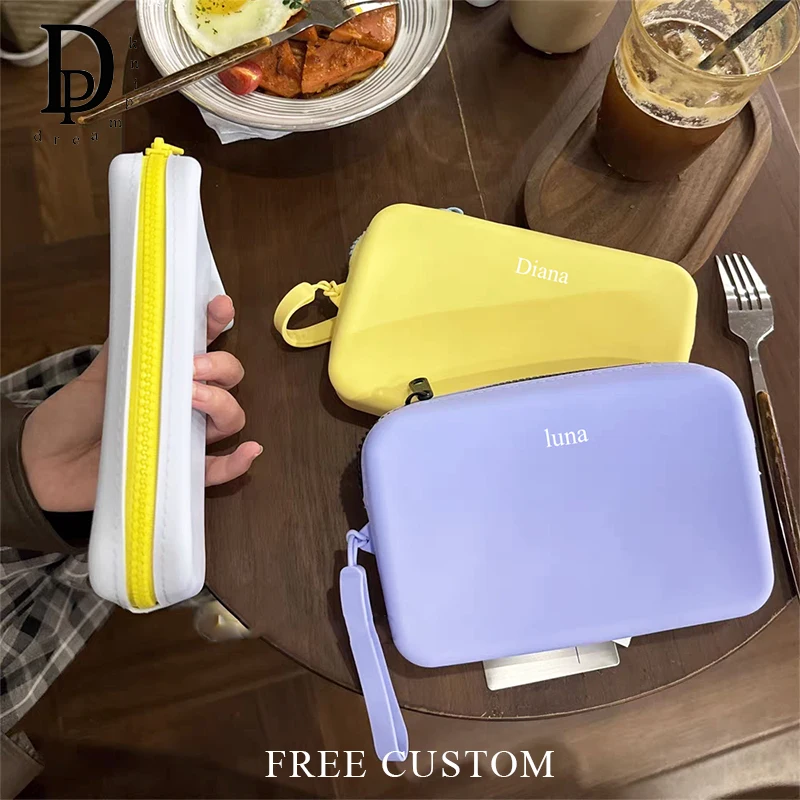 

Travel Large Capacity Passport Wallet With Wrist Strap Silica Gel Custom Name Fashion Cosmetic Bag Waterproof Casual Phone Purse