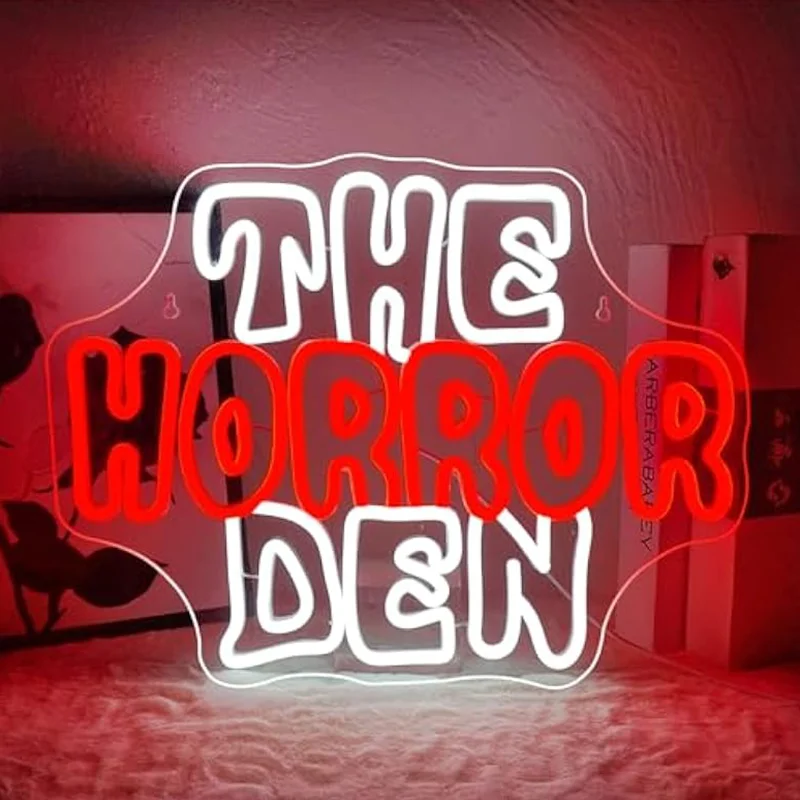 

The Horror Den Neon Sign Dimmable Horrors Light Sign Wall Decor for Man Cave Party Club Game Room Torror Movies Lover Home