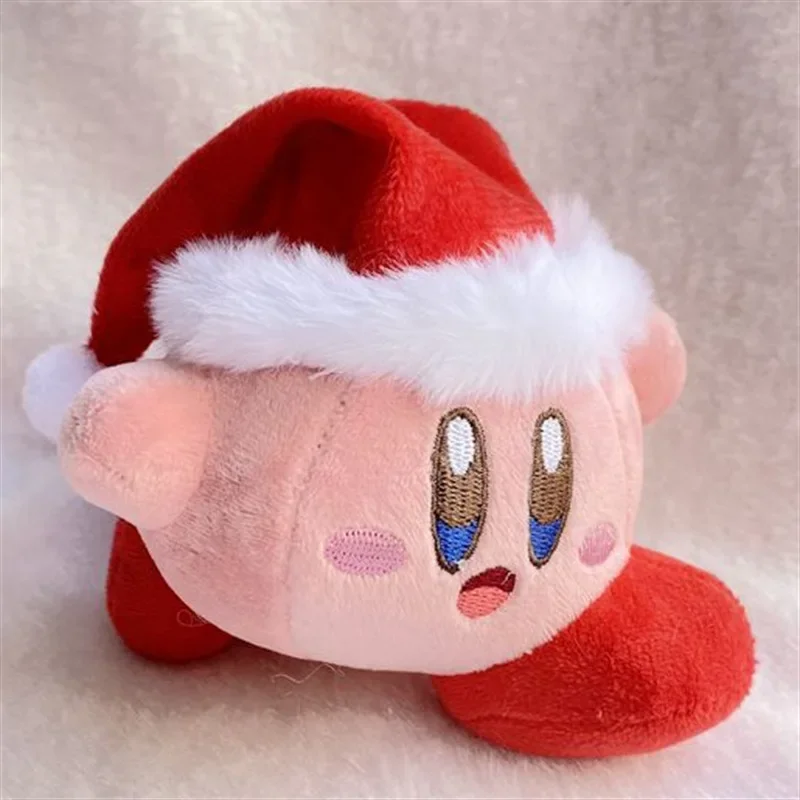 漫画カービィぬいぐるみチャームキーホルダーバックパックデコレーションソフトクリスマスハットデコレーション人形クリスマスギフト男の子と女の子向け