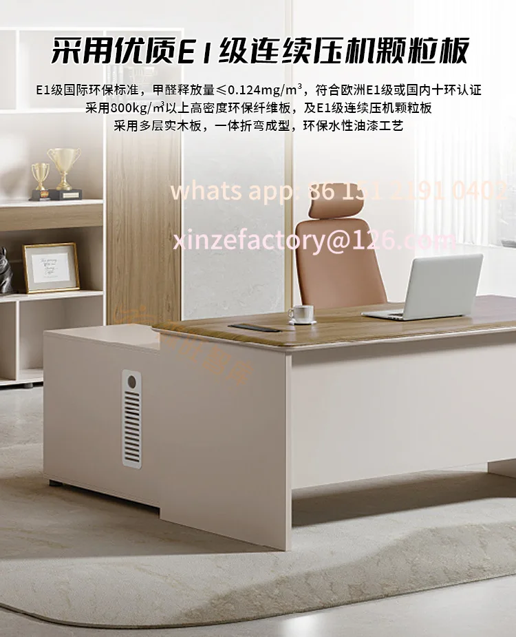 

Customizable Minimalist Modern Staff Desk Single Cabinet Treasurer Manager Computer Desk Desk and Chair Combo