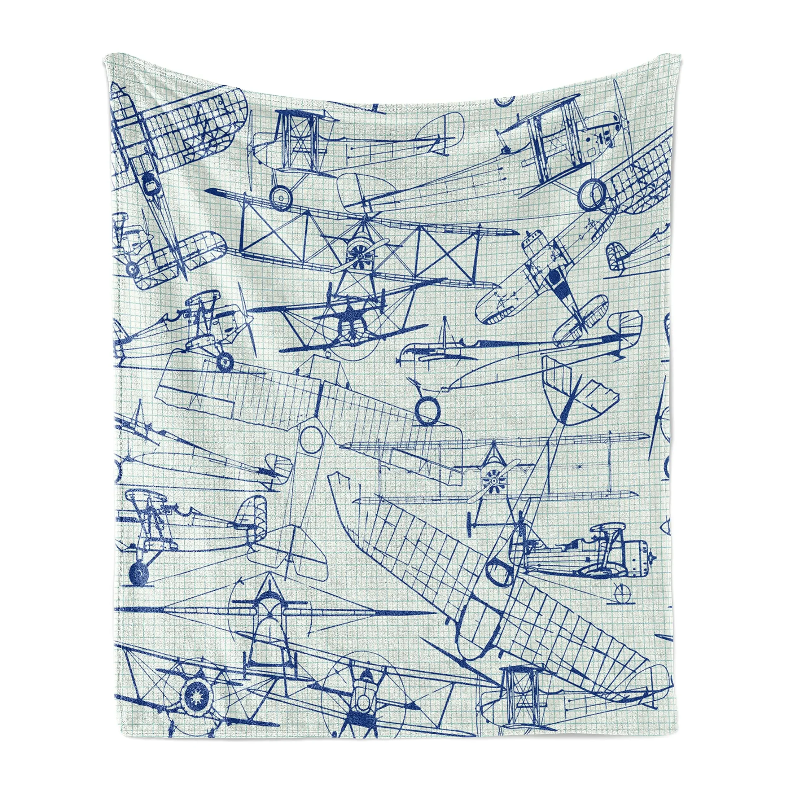 Airplane Couch and Bed Blankets Old Airplane Drawings Classic Dated Flight Vintage Nostalgic Jets Flannel Blanket Adults Travels