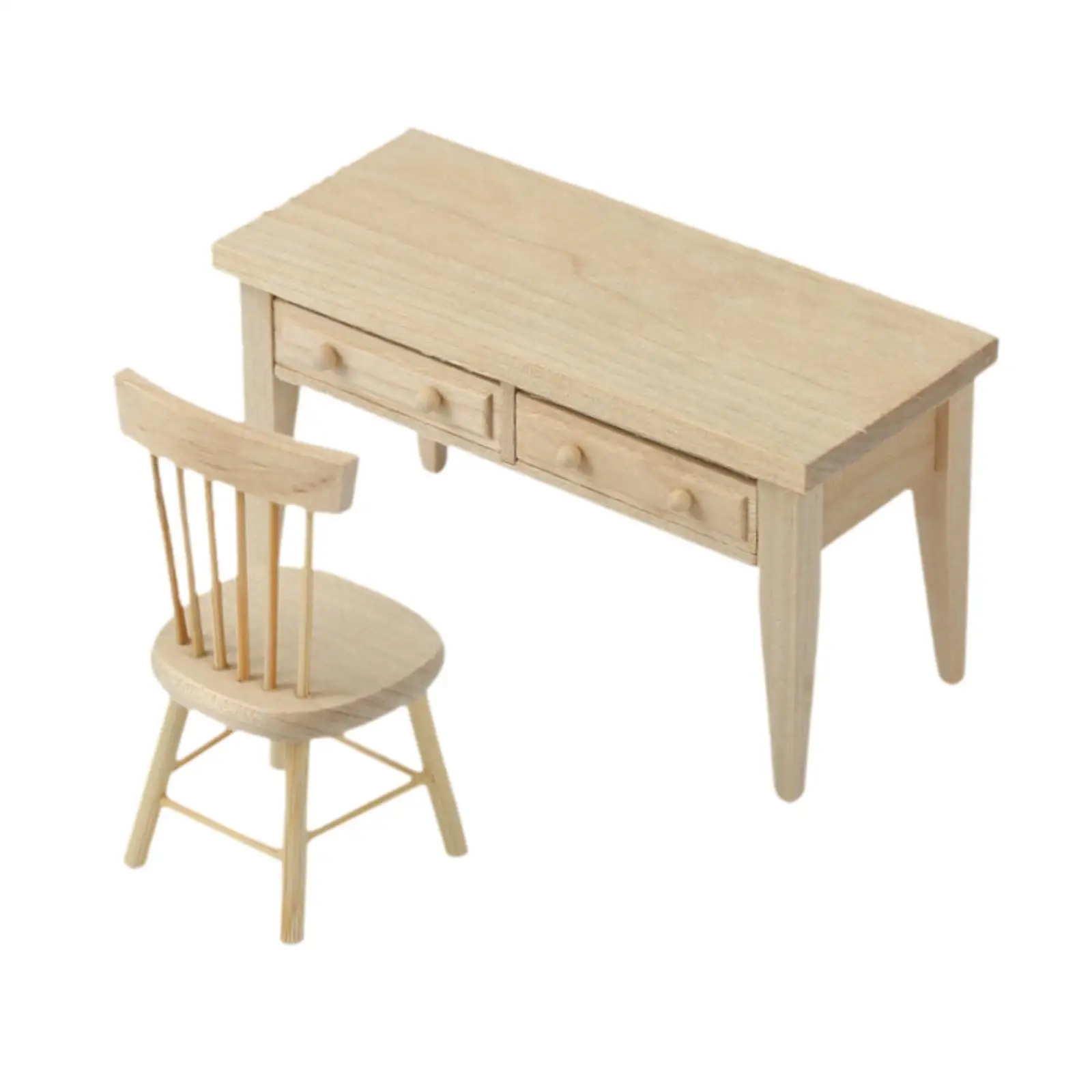 Mini muebles para casa de muñecas 1:12, juego de mesa y sillas, decoración de escena, accesorios para juego de imitación