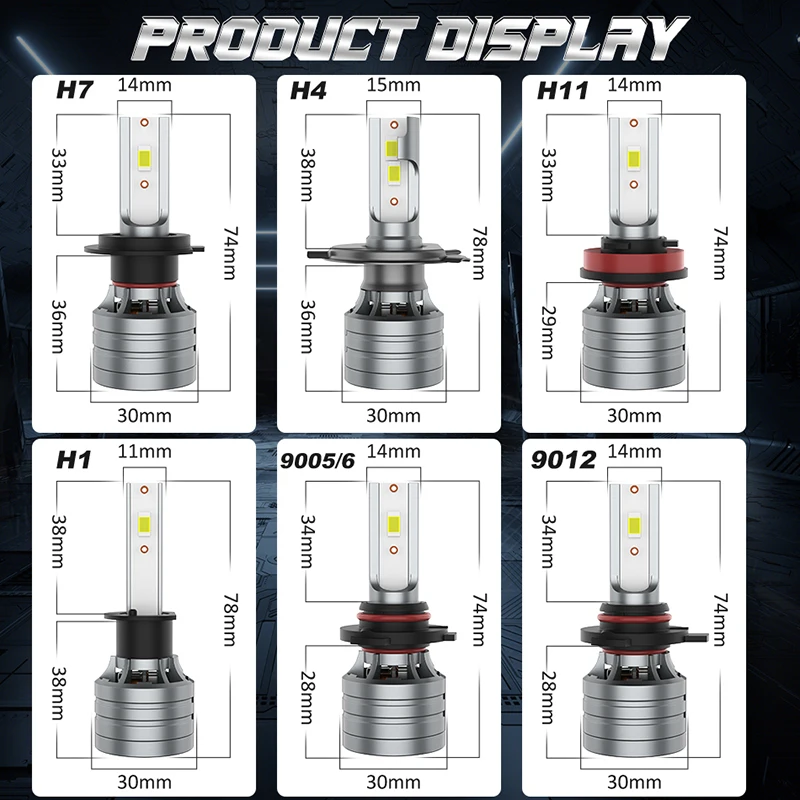 Dualvision H7 H4 H11 LED Headlight 120W High Power H8 H9 HB4 HB3 9005 9006 9012 Turbo Lamp 6000K White Car Lights For Lenses 12V