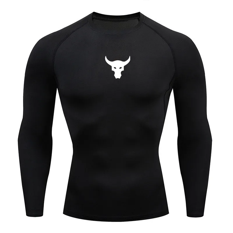 Men Round Neck Quick dry Long-Sleeved Compression Long Sleeved Sports Fitness Tight T-shirt Running