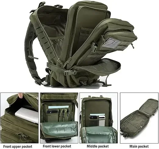 Tactical Backpack 45L Men MOLLE Waterproof Military Assault Pack 3 Day Heavy Duty Hiking Bug Out Bag Outdoor Trekking Survival