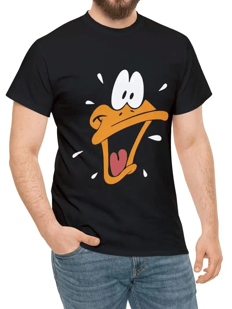 Cartoon Duck Pattern Print Men's Comfy Sports T-shirt, Graphic Tee Men's Summer Outdoor Clothes, Men's Clothing For Fitness Acti