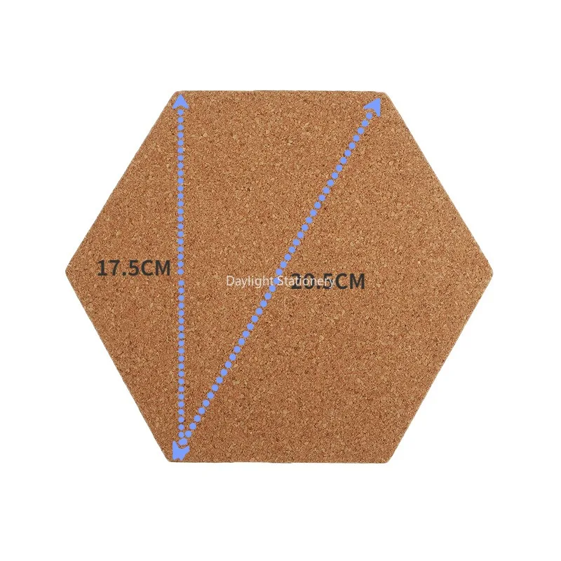 Equilateral Hexagon Cork Adesivos de Parede, inovador cartão decorativo, DIY Message Board, 4 pcs, 8pcs