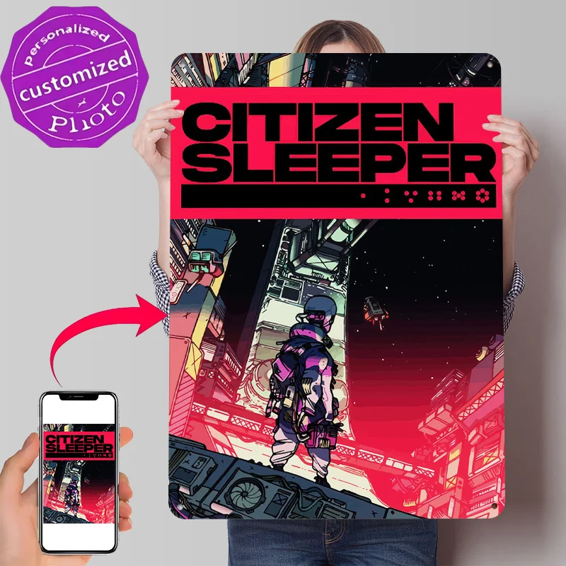 Citizen Sleeper Game Art 3D Texture Printed Poster Custom Vintage Metal Tin Plate Sign for Wall Art Gaming Decoration Room House