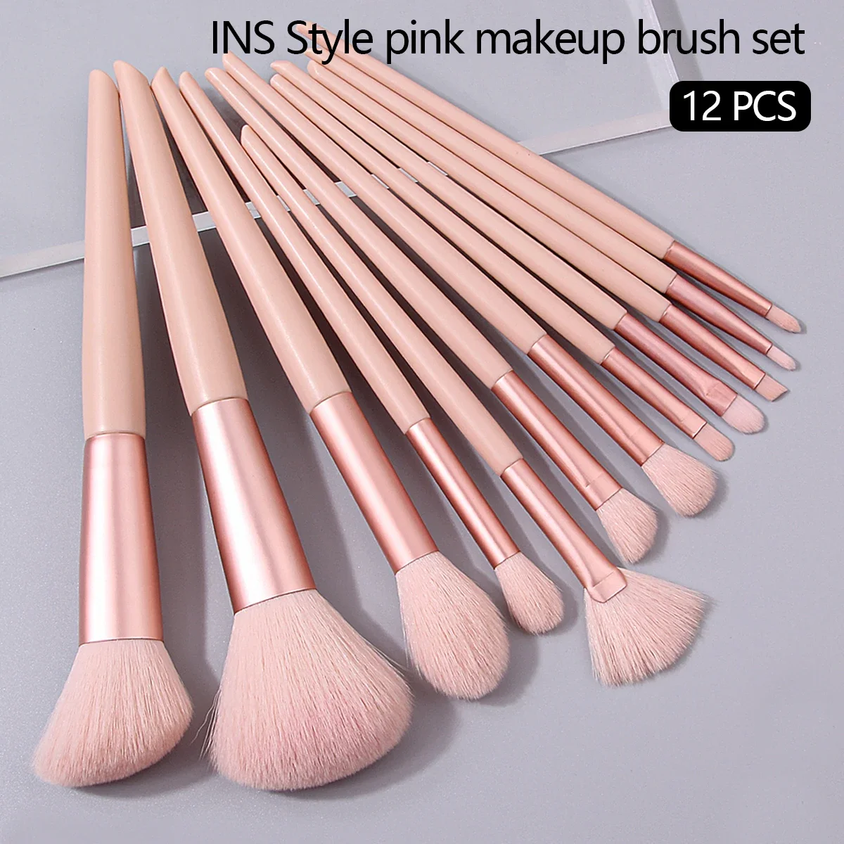 12 pçs conjunto de pincéis de maquiagem rosa compõem corretivo blush pó pincéis sombra de olho iluminador fundação escova cosméticos ferramentas de beleza
