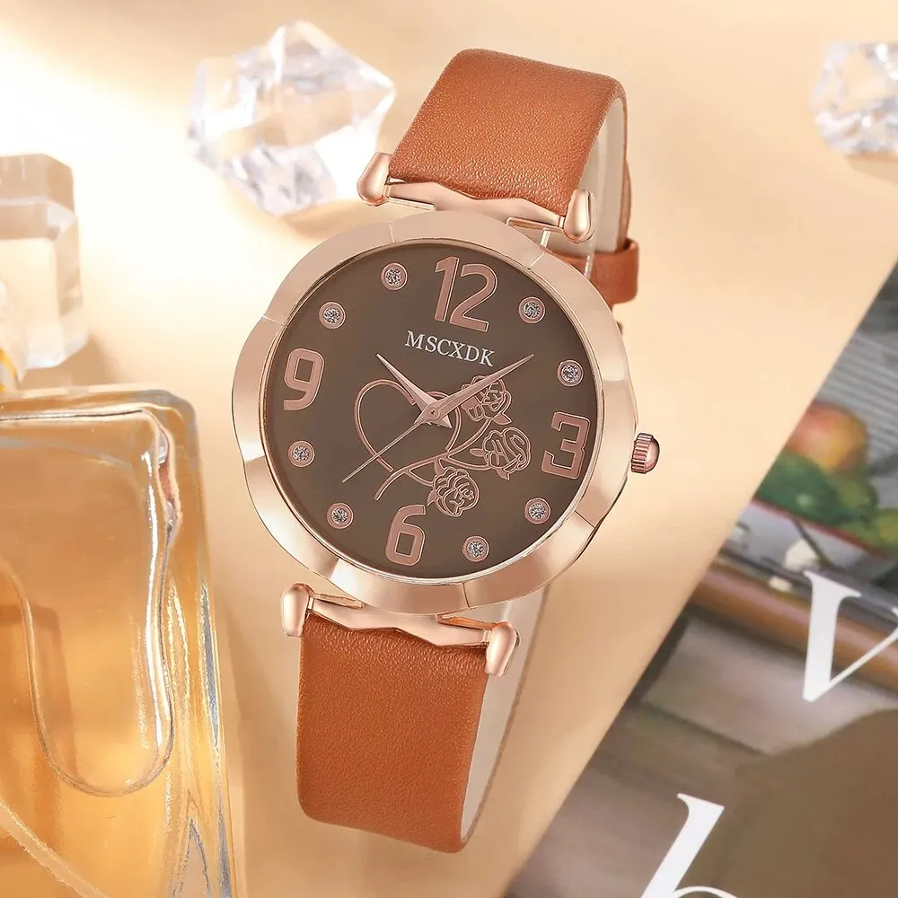 Female Fashion Watch Simple Leather Quartz Wristwatches Women Plush Ball Decoration Butterfly Wallet Set Clock Montre Femme