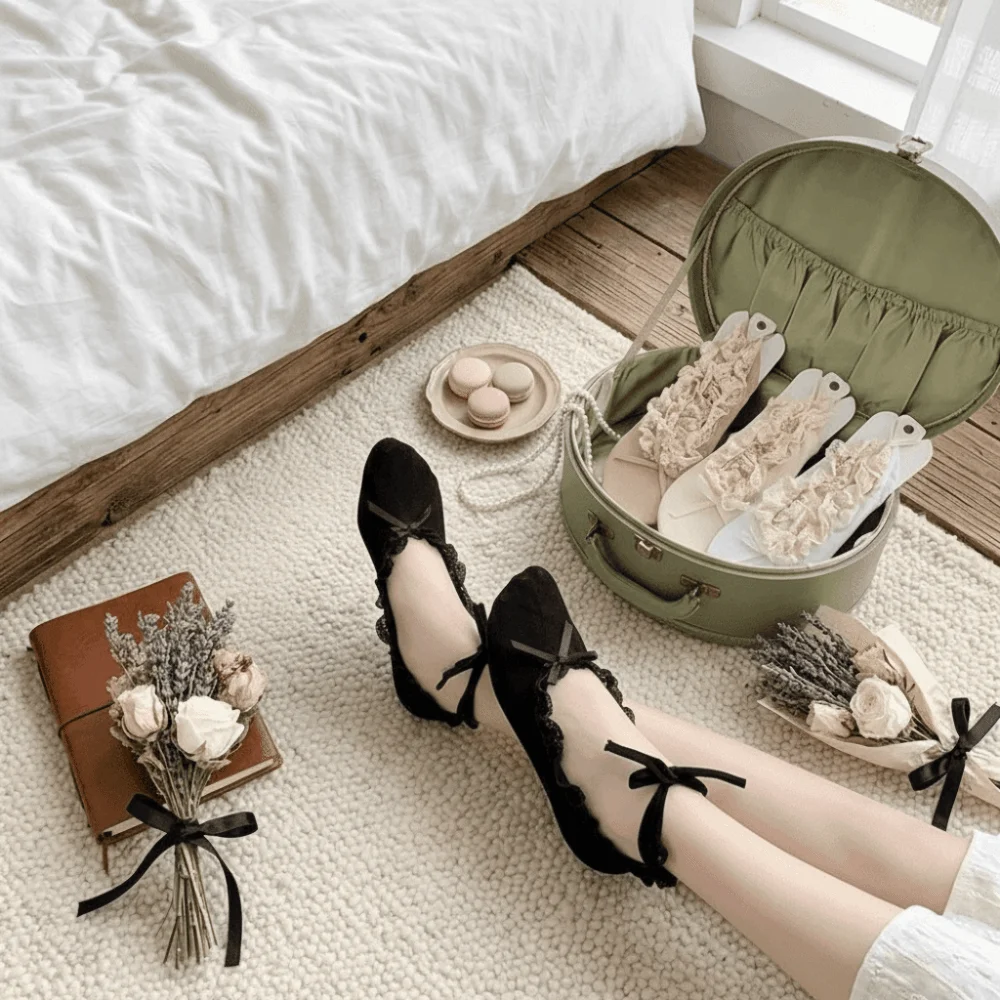 Female Sweet Lace Socks Anti Slip Invisible Ballet Style Socks Low Cut Lace Tie Socks Women