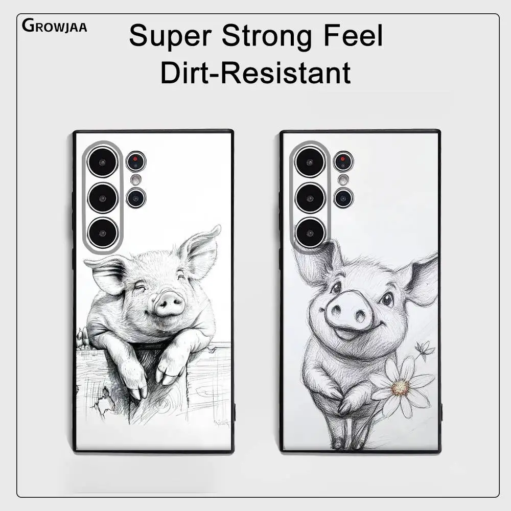 

Fashion cute pig sketch phone case for Samsung Galaxy S25 S24 S22 S23 Ultra S21 S20 Plus 5G