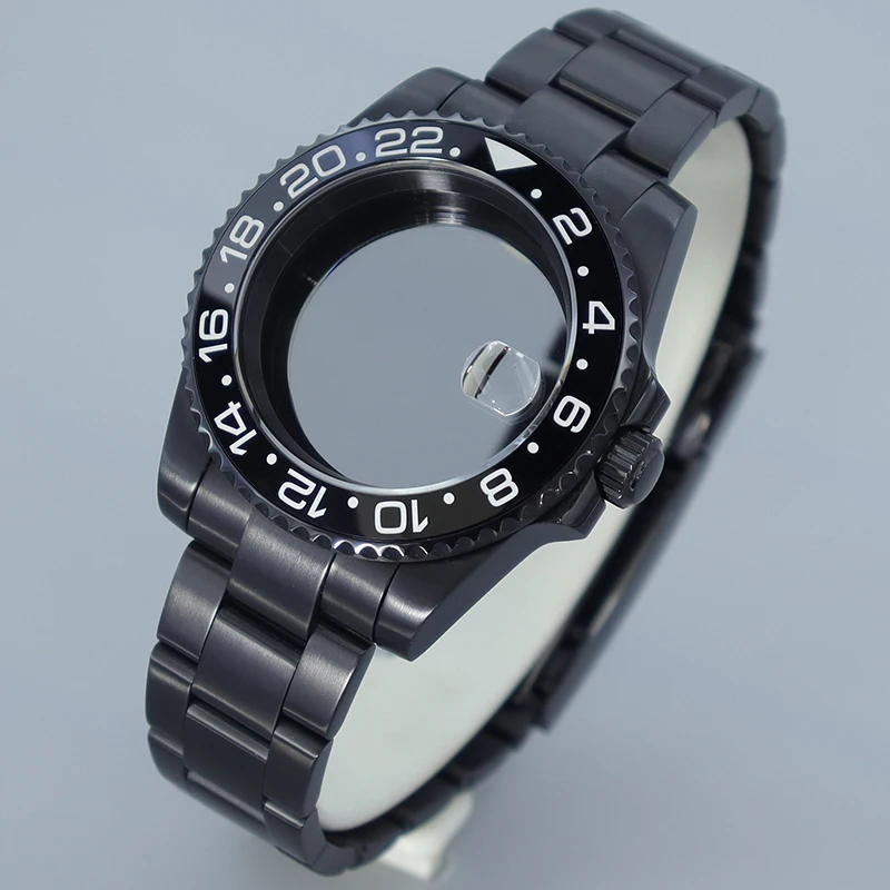 Pvd Nero 40mm 200m Impermeabile NH35 NH34 Cassa Dell'orologio Accessorio per NH35 NH36 NH70 Miyota8215 Eta2824 Movt GMT SUB Case 120 clic