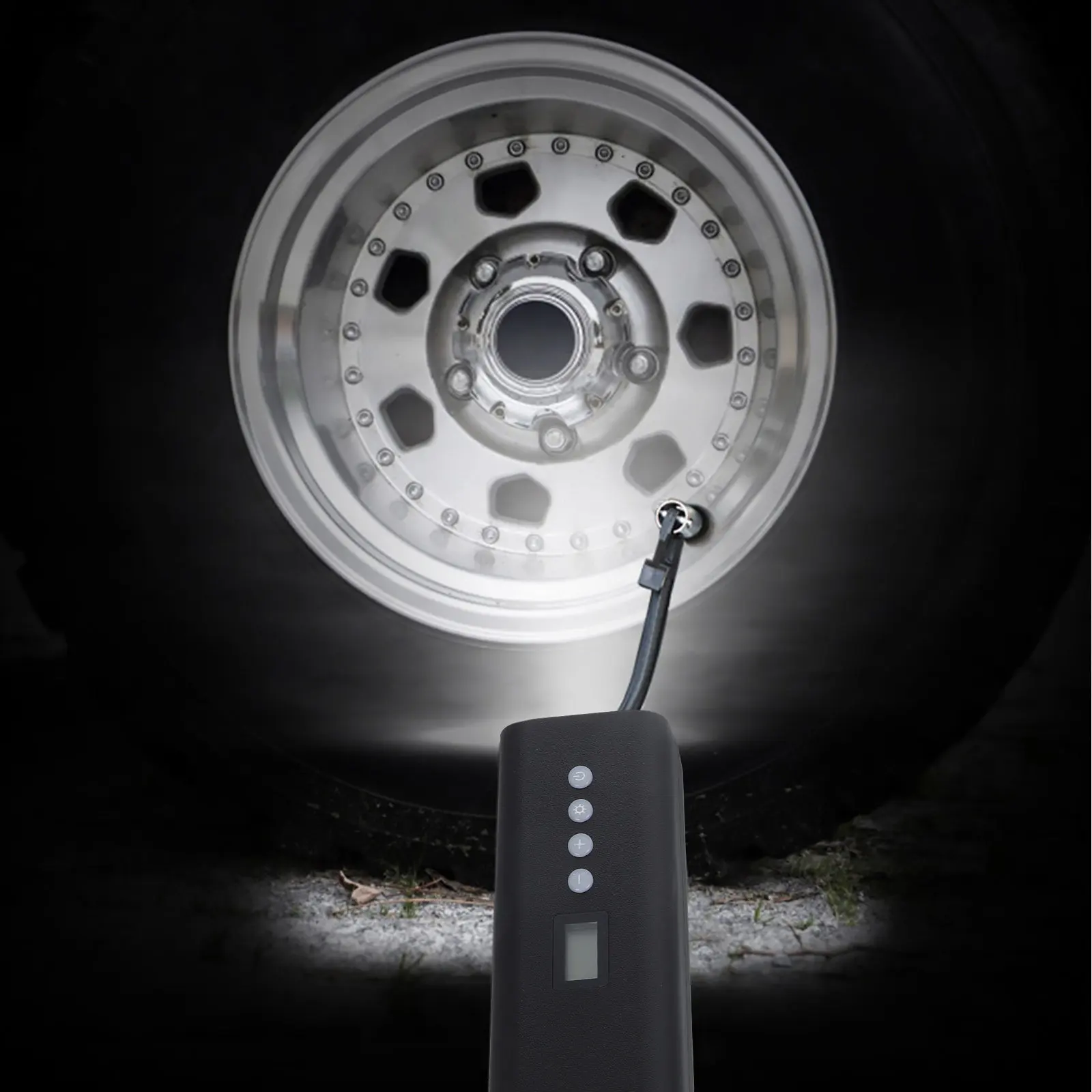 

Беспроводной электрический воздушный насос 1 шт., портативный автомобильный компрессор для шин, черный, компактный, ручной, со светодиодной подсветкой, для велосипедов, мотоциклов, мячей, надувных матрасов, для активного отдыха